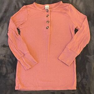 Lou Lou & Company Pink Long Sleeve Henley Shirt